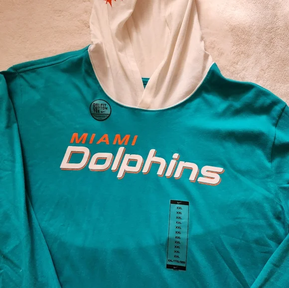 Nike Dri-Fit NFL - Miami Dolphins Long sleeve Shirt W/ Hood - Picture 3 of 5